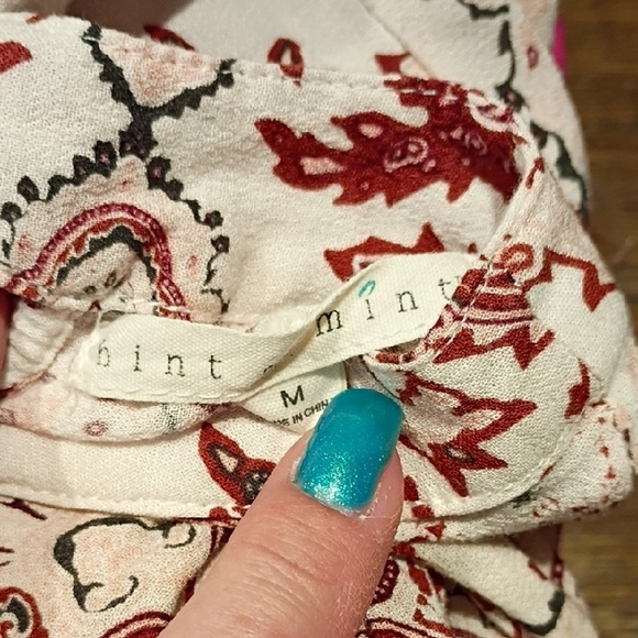 Hint of‎ Mint Red and White Patterned Mini Dress - Picture 6 of 6